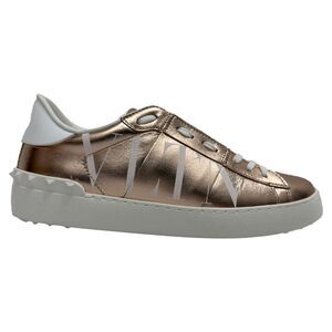 Valentino Garavani VLTN Studded Sneakers in Metallic Gold Leather
